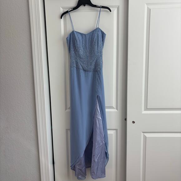 EUC Vintage Showtime Collection Beaded Prom Formal Dress Sz 8 Blue - Picture 1 of 16